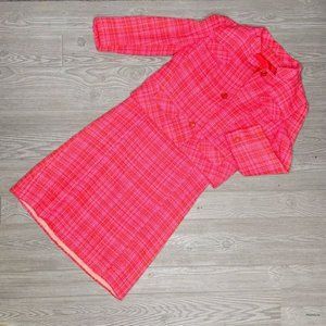 Vintage Pink Plaid Women's Jacket & Skirt Set